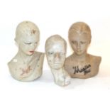 Circa 1930/40 Jacoll Hats Rubberised Head and Shoulder Mannequin, with painted eyes and lips, 43cm