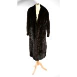 A Dark Brown Mink Coat, three quarter length