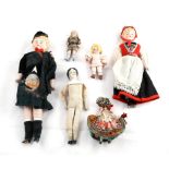 Assorted Bisque and China Head Doll and Dolls House Dolls, including a bisque figure of a boy in