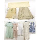 Assorted Early 20th Century Baby Costume and Textiles, including a silk satin rose bud trimmed