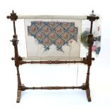 19th Century Rosewood Tapestry Frame, on stretcher base with turned supports, height adjustable