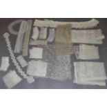 Mixed 19th Century and Later Lace, including three lace bonnet head veils, rectangular stole with