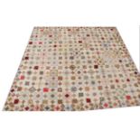 Late 19th Century Patchwork Quilt, incorporating cotton square patches of varying sizes, with a
