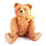 Circa 1925-30 Schuco Dual Plush Jointed Teddy Bear, in striking pink/orange plush, glass eyes,