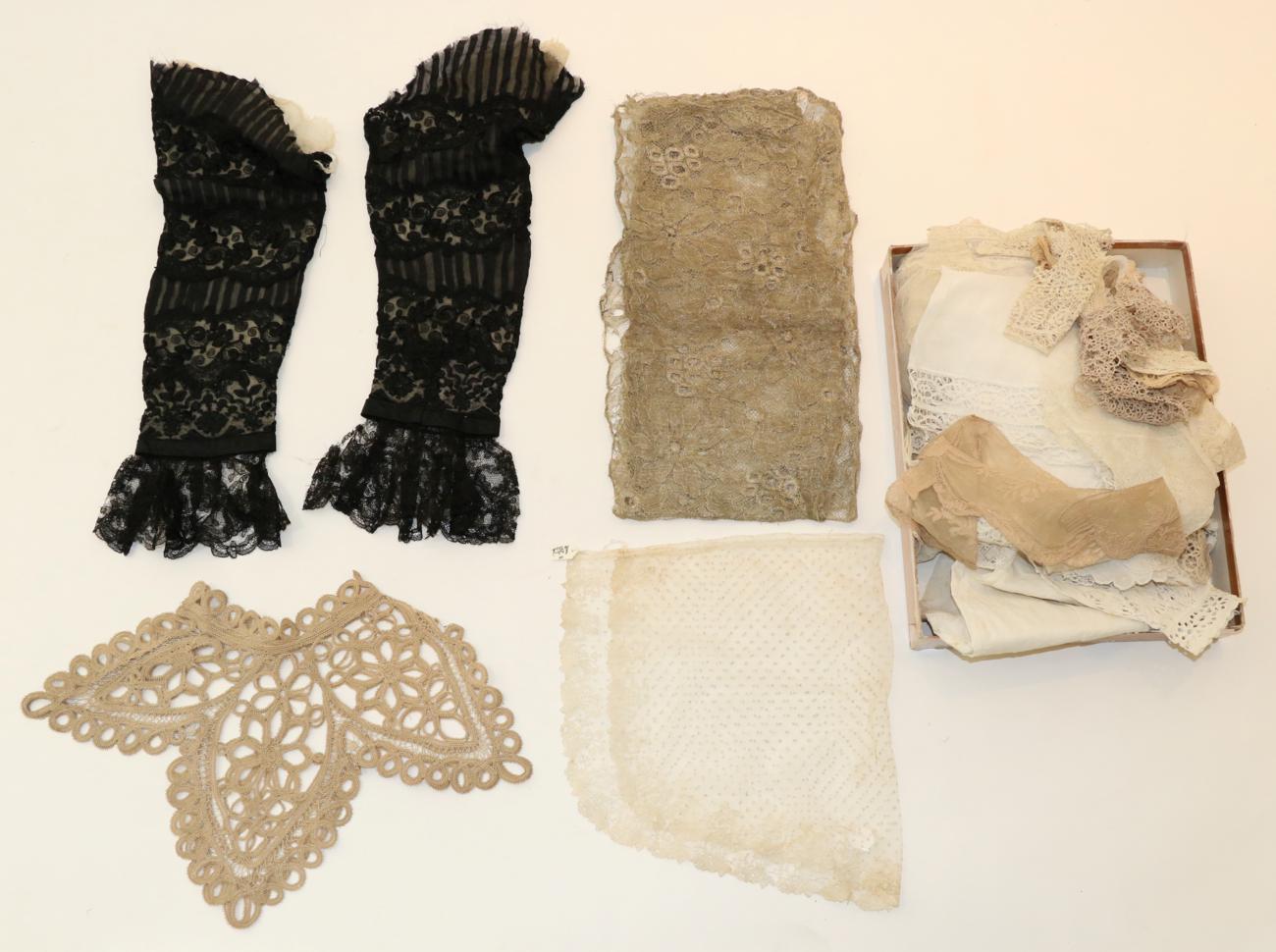 Assorted 19th Century and Later Lace Collars, lace trimmed sleeves and other items etc