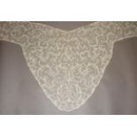 19th Century Possibly Carrickmacross Guipure Lace Shawl, incorporating decorative flower heads and