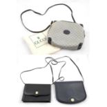 Navy Leather Christian Dior Shoulder Bag, bearing CD initial to the front, leather shoulder strap,