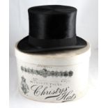Lincoln Bennett & Co Black Silk Top Hat, in a card hat box16.7cm by 20.8cm . Slight wear to the