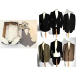 Gents 20th Century Costume, including two black evening suits, morning suit, evening suit with
