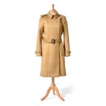Burberry Prorsum Camel Coloured Double Breasted Belted Coat, cashmere blend, with black lining, slit