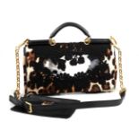 Dolce & Gabbana Animal Print and Floral Flap Shoulder Bag, with transparent vinyl centre