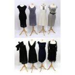Group of Ladies Assorted Evening Wear, comprising a Lanvin navy blue multi-layered one shouldered