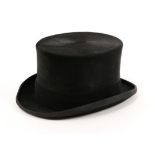 Modern New Christy's London Black Melusine Top Hat, labelled size 7.5, 13cm highAs new