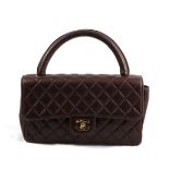 Chanel Brown Lambskin Leather Quilted Flap Bag, with gold-tone interlocking 'CC' clasp and single