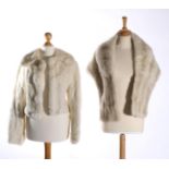 Spenceley Furs Harrogate White Mink Evening Jacket, of boxy shape with collar and four large fur pom