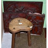 An oak three legged stool