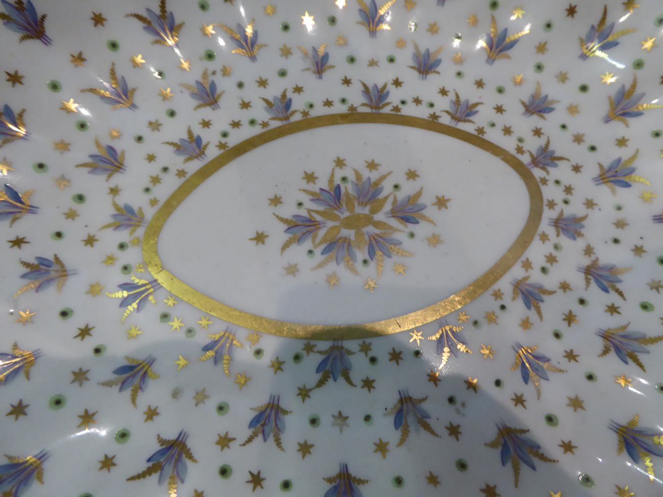 A Derby porcelain part dessert service, circa 1800, painted with flower sprigs within gilt line - Image 2 of 5