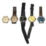 A Zenith wristwatch with case stamped 0.925, cushion shaped wristwatch with black enamel dial (