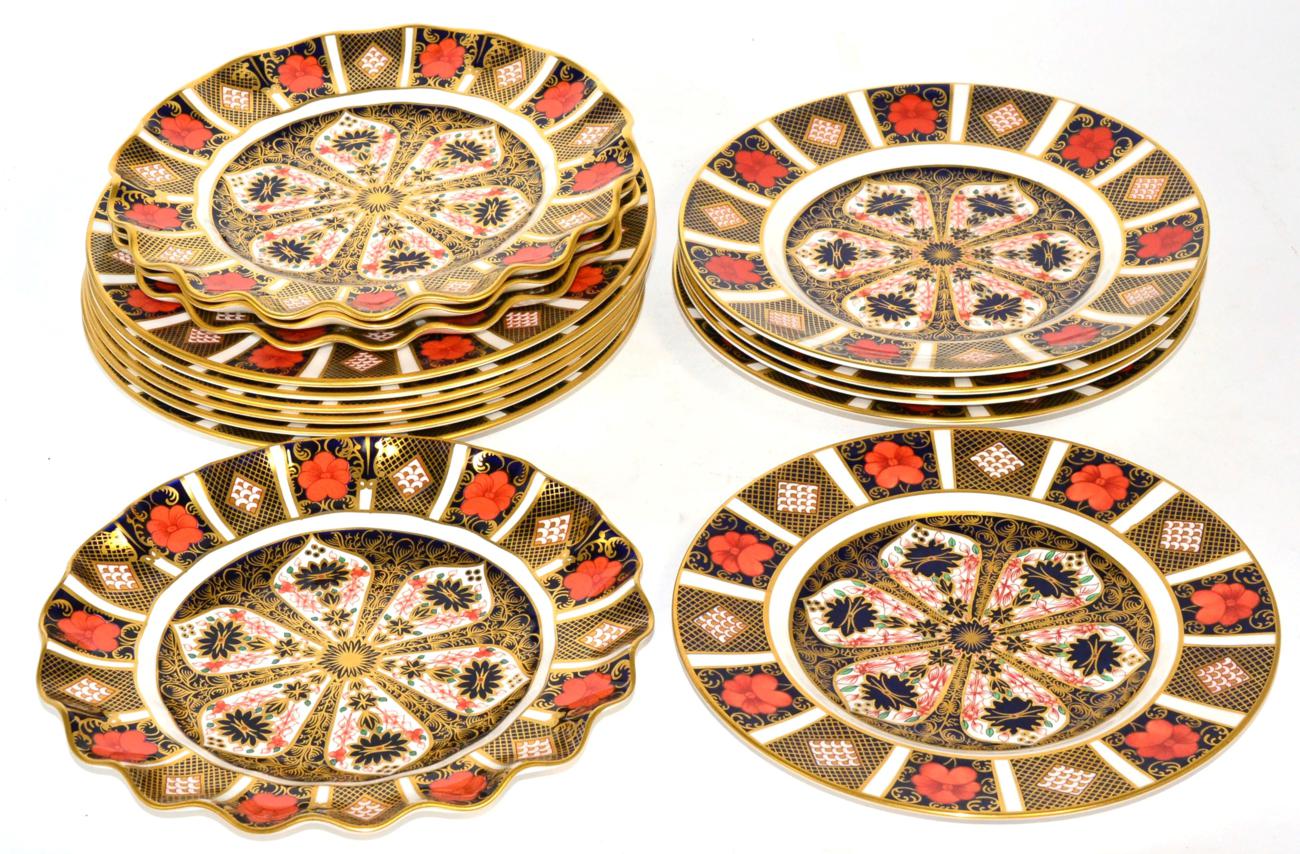 A set of six Royal Crown Derby Imari plates, 23cm in diameter; five side plates, 21.5cm in