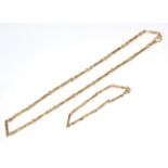 A 9 carat gold fancy link chain, length 47cm and a matching bracelet, length 18.5cm (2)Gross