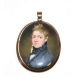 Manner of John Commerford (Irish, 1770-1832), a miniature bust portrait of a midshipman, wearing a