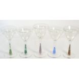 Annette Meech (born 1948), a group of five glasses with coloured twist stems