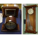 A Vienna type wall timepiece, a striking mantel clock and an Art Deco chiming mantel clock