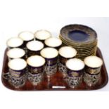 A set of twelve silver mounted Coalport coffee cans and saucers