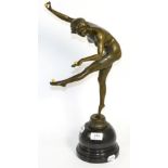 After Claire Jeanne Roberte Colinet (1880-1950), an Art Deco style bronze, The Juggler, on a