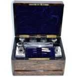 A 19th century brass inlaid coromandel travelling vanity box
