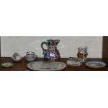 A Pearlware face jug and a Wedgwood drainer etc