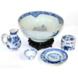 A group of 18th century and later Chinese blue and white ceramics including sparrow beak jug etc