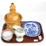 A small group of 18th and 19th century ceramics including a Keeling & Co cream jug, a