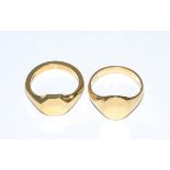Two 9 carat gold signet rings, finger sizes U and V (2) Gross weight 15.93g