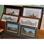 Two 19th century coloured engravings, 'A View of the Great Canal of Fontaine Bleu' and 'The Town and