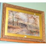 Paul Bertram, gathering wood, signed and dated '98, watercolour, framed
