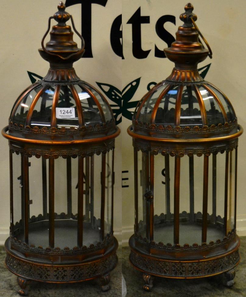 A pair of copper lanterns