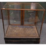 Mid 20th century mahogany shop display cabinet, glazed to the top and to all four sides, double