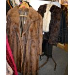 Coney fur brown short jacket, cream faux fur scarf, three quarter length fur coat (3)