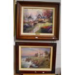 After Thomas Kinkade (American 1958-2012), limited edition canvas prints with hand embellished