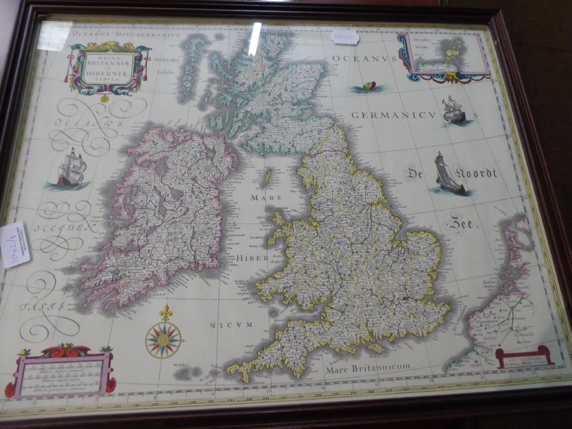 A map of the west Riding of Yorkshire, by Robert Morden; two further printed maps; two paintings - Image 2 of 5