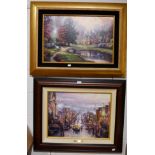 After Thomas Kinkade (American 1958-2012), limited edition canvas prints with hand embellished