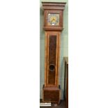 A 20th century burr walnut and oak longcase clock in early 18th century style with reproduction