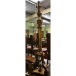 Carved gilt wood standard lamp on triform base