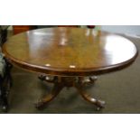 A Victorian inlaid walnut loo table