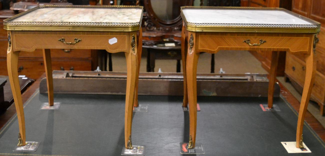 Two marble topped occasional/coffee tables