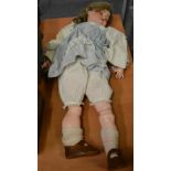 Simon and Halbig bisque socket head doll, impressed '80', with sleeping blue eyes, pierced ears,