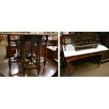 Victorian walnut marble top tile back washstand and an oak gateleg table