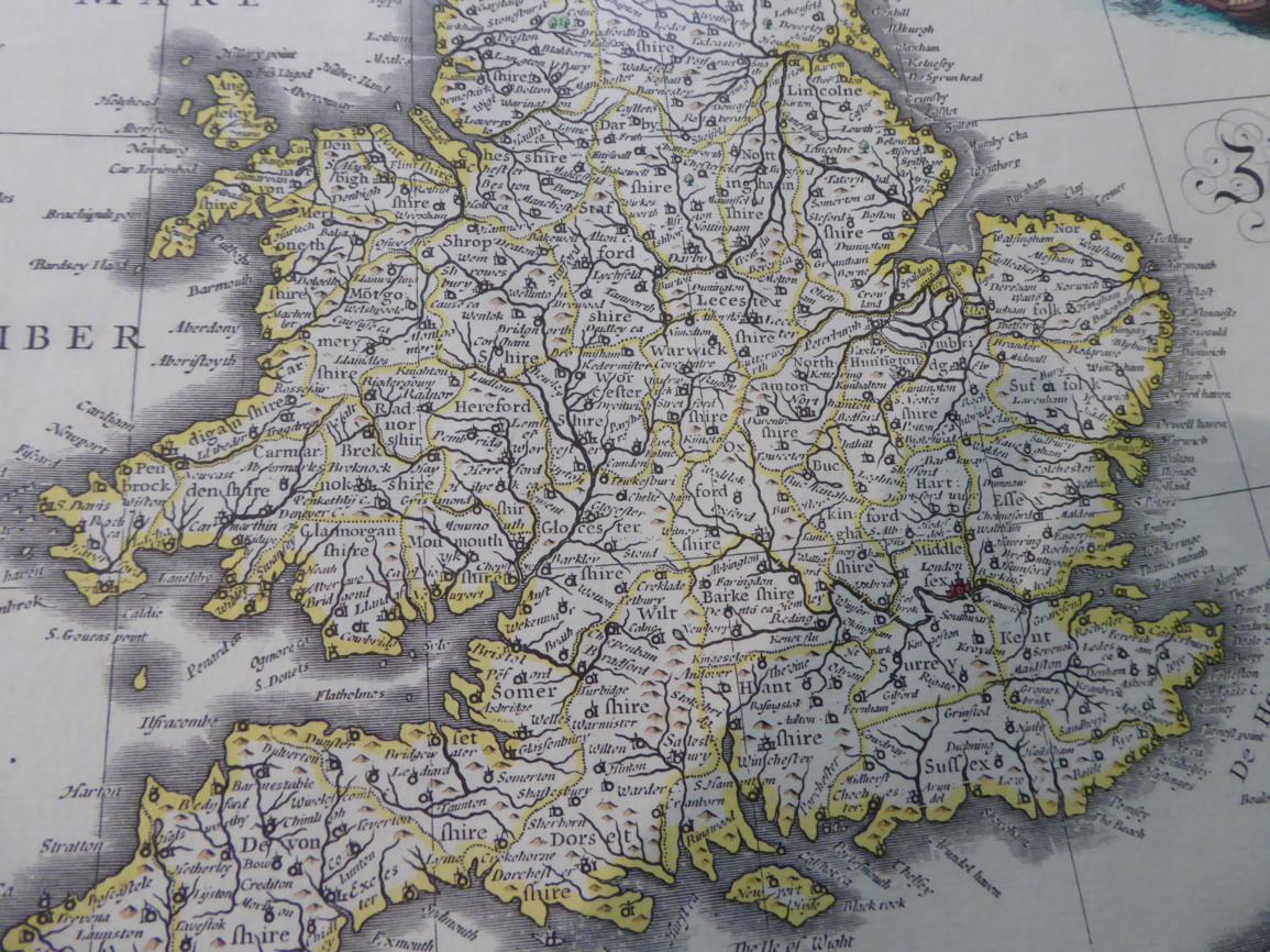 A map of the west Riding of Yorkshire, by Robert Morden; two further printed maps; two paintings - Image 4 of 5