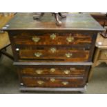 A four height chest of drawers composed of 18th century elements, in two sections